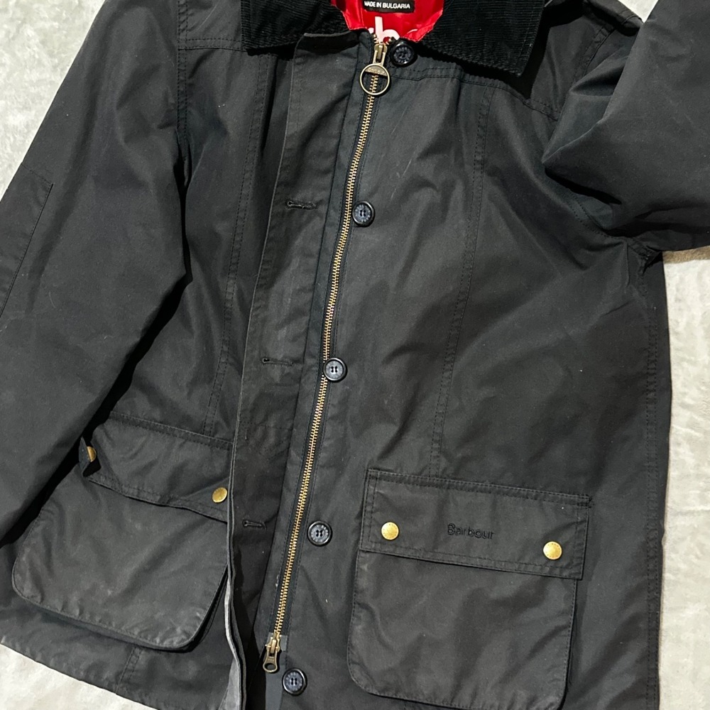 Barbour Shore Jacket Wax Waterproof Navy Rain Coat Jacket Size US 10 / UK 14 - Picture 12 of 16